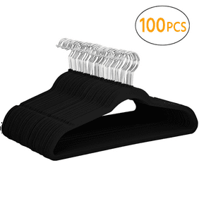 Closet Complete 50 Pack Velvet Hangers Black With Gold Hook
