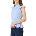 thumbnail image 4 of Allegra K Women's Casual Ruffle Sleeve Pleated Frill Collar Peplum Blouse Tops, 4 of 6