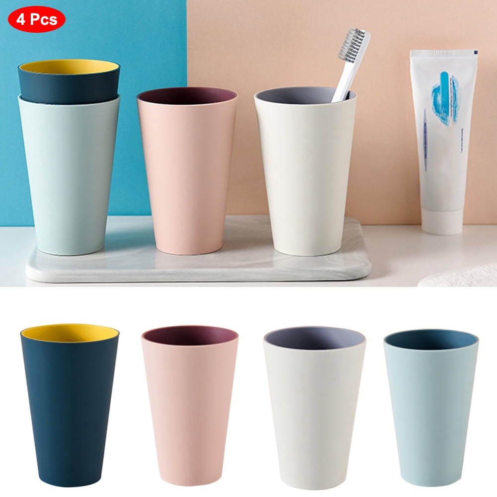 AIHOME 4PCs Home Bicolor ToothBrushing Cup Simple Fashion Tumbler