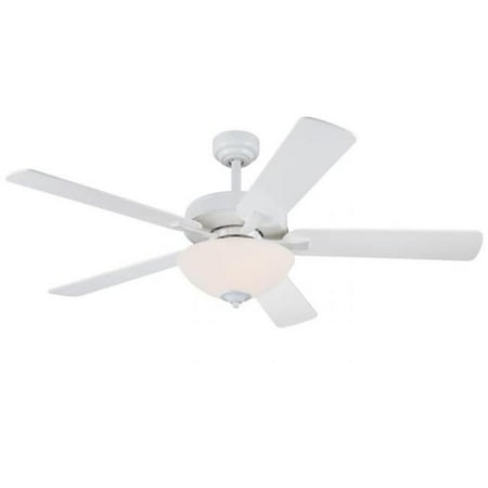 

52 in. Albert Indoor 5-Blade Indoor Ceiling Fan with LED Light Fixture & Frosted Glass White
