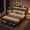 Dark Grey, variant on Einfach Queen Bed Frame with 2 Storage Drawers, RGB LED Light & Charging Station, Upholstered Wingback Storage Headboard, Linen Fabric, Beige