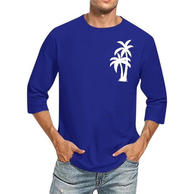 Birdeem Chemises pour Hommes Imprimé Col Rond Mode Décontractée Manches Courtes Blouses