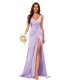 thumbnail image 3 of Vestidos de dama de honor con cuello en V y cintura fruncida de satén plisado vestido de fiesta formal YMS277, 3 of 5