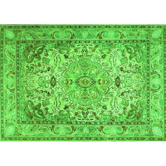 Ahgly Company Indoor Rectangle Persian Green Traditional Area Rugs, 2' x 4'