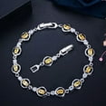 thumbnail image 2 of Sparkling Yellow Topaz Cubic Zirconia Round Tennis Connected Bracelets for Women, 2 of 9