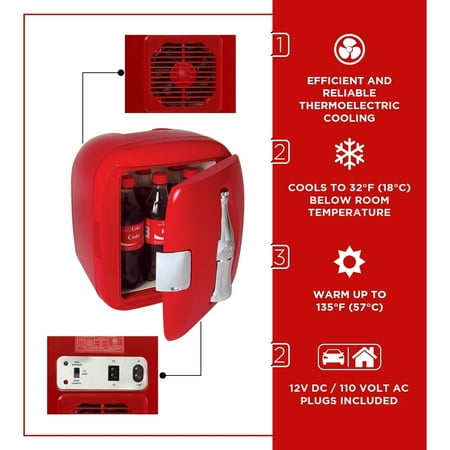 Coca-Cola Heritage 12 Can Portable Cooler/Warmer 12V DC 110V AC 7.9L - Red