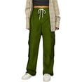 thumbnail image 7 of UDAUDU Womens Cargo Pants Elastic Waist Drawstring with Multi Pocket Wide Leg Casual Work Utility Parachute Hiking Track Pants L, 7 of 7