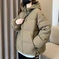 thumbnail image 5 of Yangnuo Womens Trendy Warm Comfy Clearance Puffer Jackets 2025 Women's Casual And Fashionable Long-sleeved Hooded Solid-color Pocket Zipper Winter Padded Jacket, 5 of 5