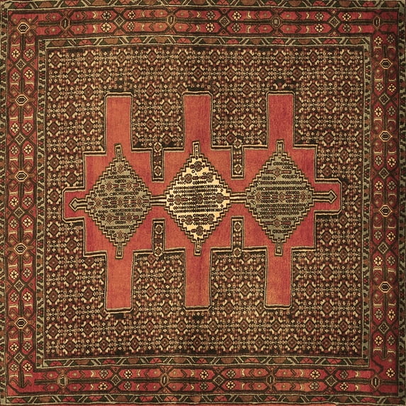 Ahgly Company Indoor Square Persian Brown Traditional Area Rugs, 3' Square
