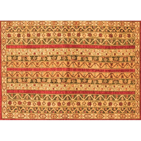 Ahgly Company Indoor Rectangle Abstract Orange Modern Area Rugs, 4' x 6'