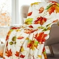 thumbnail image 6 of Fall Throw Blanket Colorful Maple Leaves Soft Cozy Flannel Blanket Watercolor Autumn Leaves Fuzzy Blanket for Thanksgiving Home Bed Sofa Couch Chair, 50 x 60in, 6 of 6