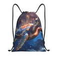 thumbnail image 1 of Xecao Night Sky Turtle Pattern Sports Drawstring Backpack - String Swim Gym Bag with Wet Proof Pocket for Women&Men-Small, 1 of 6