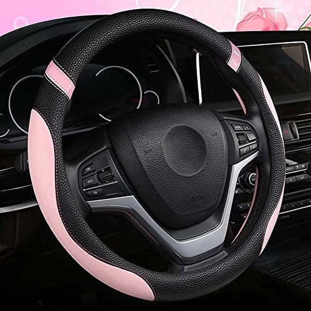 Funda de volante OHHMNKK Universal Cuero 38 cm Rosa
