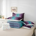 thumbnail image 5 of Gradient Purple and Teal Bed in a Bag King Size Comforter Set 7 Pieces,Silver Foil Print Wave Striped Bedding Sets Abstract Ombre Art Sheet Set with Comforter, 5 of 5