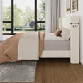 thumbnail image 4 of Full Size Bed Frame with Wingback Headboard, Velvet Upholstered Platform Bedframe with Wood Slats, No Box Spring Needed, Easy Assembly, Beige, 4 of 7