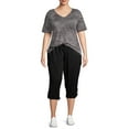 thumbnail image 3 of Terra & Sky Women's Plus Size Cargo Capri with Taping, 3 of 7