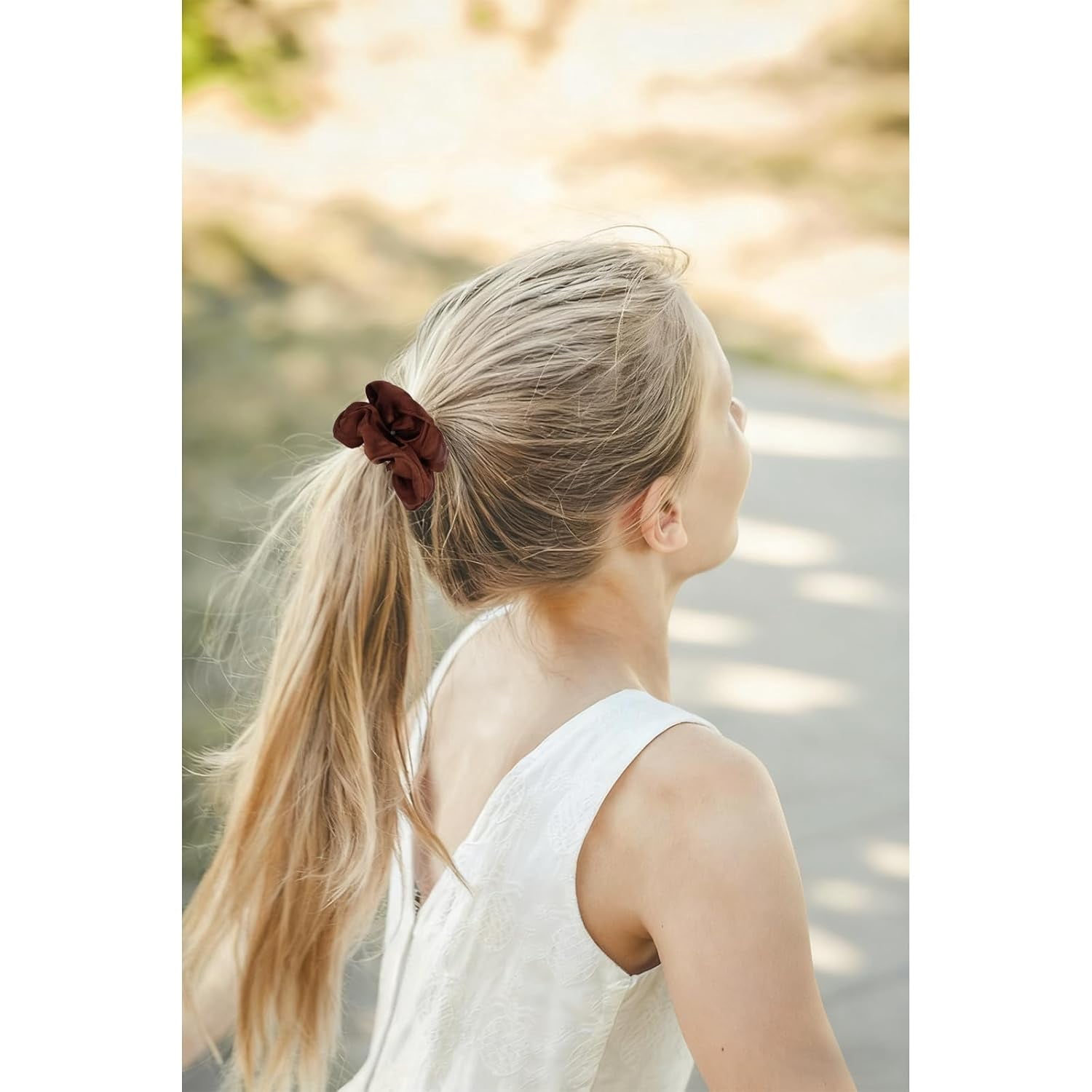 -20 Pcs Satin Silk Brown Scrunchies for Girls and Women Hair Ties no Damage Elastic Hair Scrunchies Birthday Gifts for girls and Women