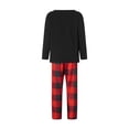 thumbnail image 4 of Christmas Family Pajamas Matching Set,Xmas Long Sleeve Letters Print T-shirt with Plaid Pants Sleepwear Loungewear, 4 of 6