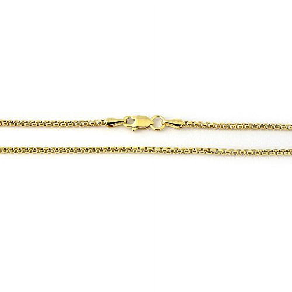 14k REAL Yellow or White SOLID Gold 1.7mm Shiny Round-Box Chain Necklace for Pendants and Charms with Lobster Claw Clasp (for Men, Women or unisex Jewelry) (16" 18" 20" or 24 inch)