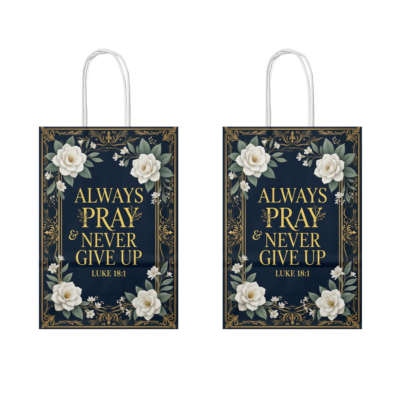 YAHAFEPY 20Pcs Christian God Bless Party Favor Bags, Bible Easter Sunday School Kraft Candy Gift Bags with Handles