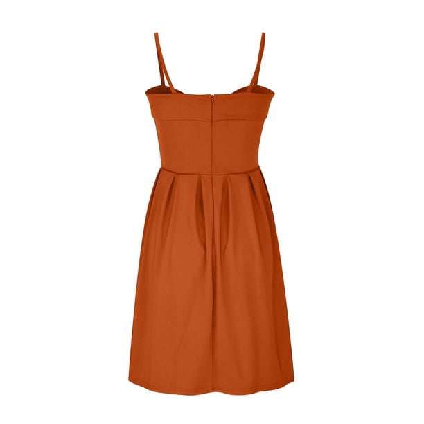 Mrat Women's Pleated Flare Mini Dress Satin Homecoming Dresses Sleeveless  Spaghetti Strap A-Line Prom Dress Cute Short Party Gown Dress Cute Short  Party Gown Dress Orange XXL - Walmart Business Supplies