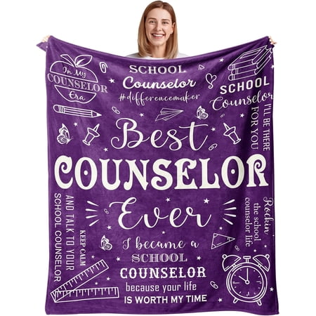 School Counselor Gifts Blanket 50"X60", Counselor Appreciation Gifts, Counselor Gifts for Women, Gifts for Counselors, Gifts for School Counselors, School Counselor Office Must Haves, Throw