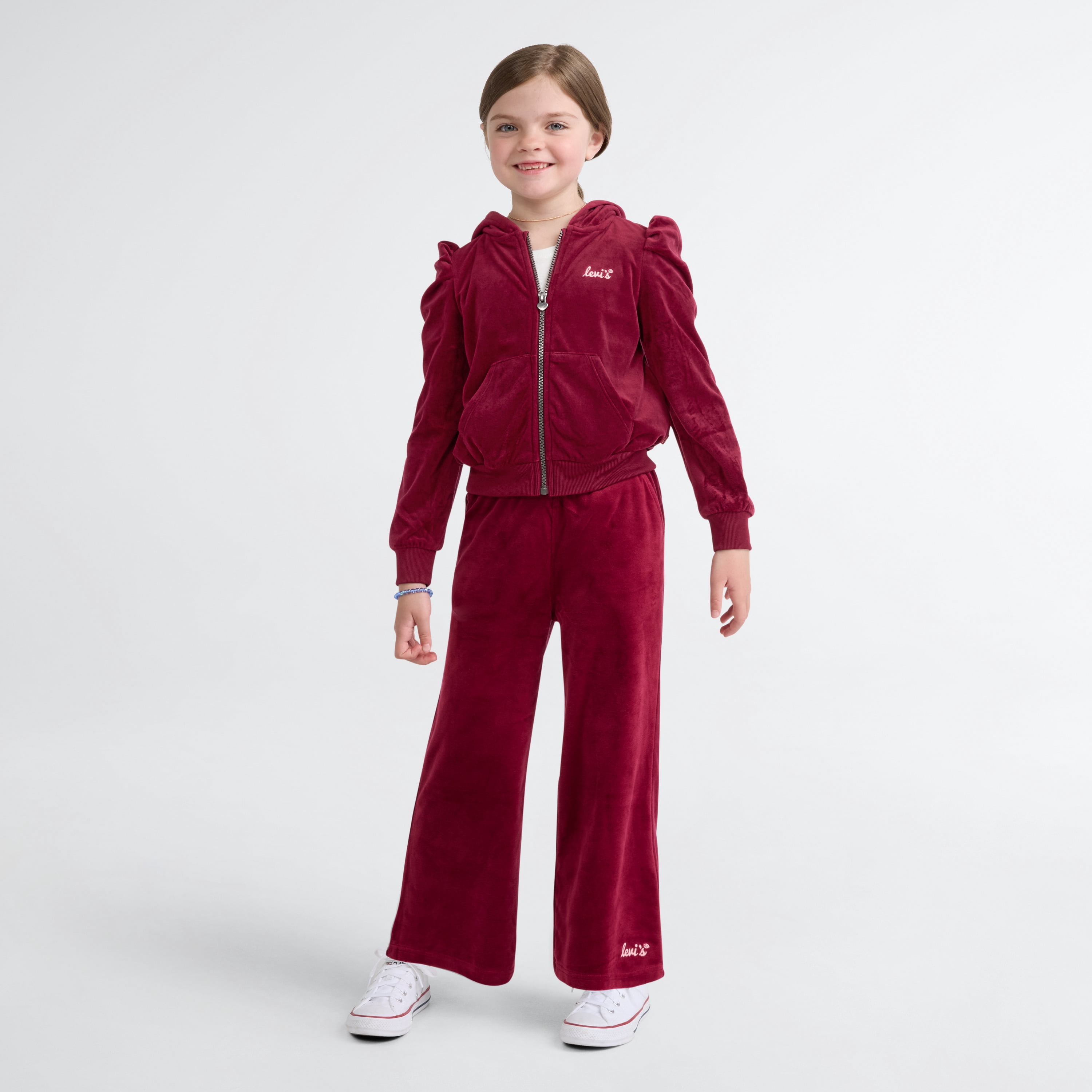 Levi Girls Full Zip Velour Hoodie, Size 4-6X