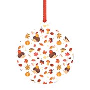 Giroia Autumn Maple Leaf with Hedgehog for Acrylic Christmas Pendant for Christmas Tree Winter Holiday Xmas Gift for Women Men Hanging Ornament 3"-Round Shape