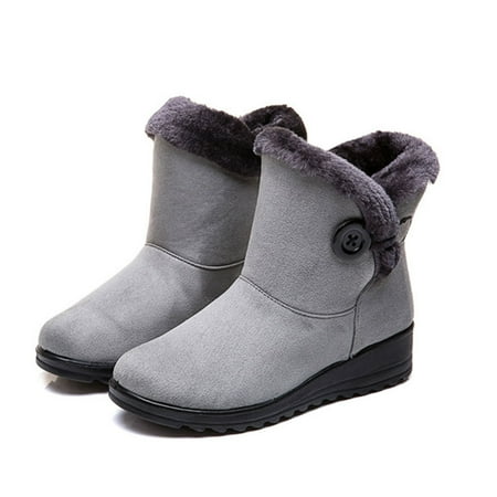 

Women Winter Warm Ankle Snow Boots Plush Lined Buckle Slip On Soft Loafers New