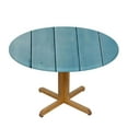 thumbnail image 3 of Awypu  Blue Wooden Round Tablecloth with Elastic Edged Fitted Table Cloths Cover Mat Washable Polyester Spill Proof Table Covers for Indoor outdoor Dinning Patio Table White, 3 of 7