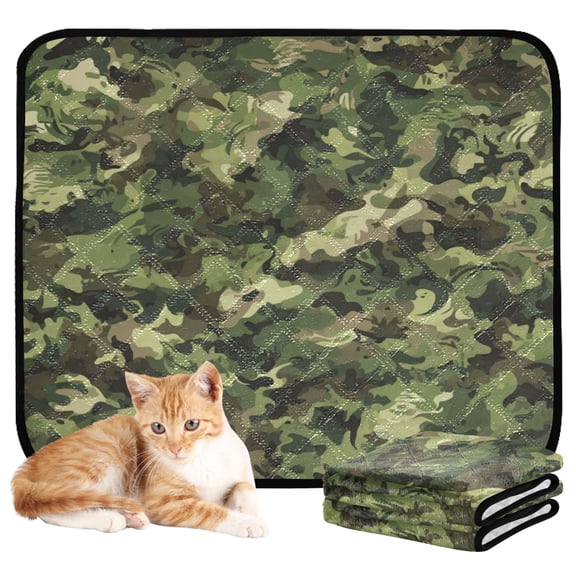 Qxltty Green Camouflage Cat litter Pads Pet Set of 3 Diaper Mats Center Anti-leakage Layer Absorbent Soft and Comfortable
