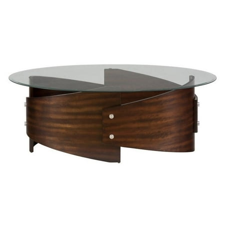 Jofran Waterville Glass Oval Coffee Table In Walnut Walmart Com Walmart Com