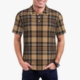 thumbnail image 2 of Salouo khaki coffee plaid for Men's Short Sleeve Polo Shirts,Polo Shirts for Men Performance Short Sleeve Golf Shirt Athletic Casual Collared T-Shirt-, 2 of 8