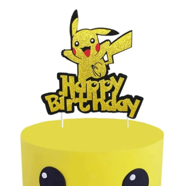 Adorno acrílico de Pokémon para pastel de feliz cumpleaños, decoración de fiesta de Pikachu, bandera, suministros de bricolaje para hornear, recuerdos para niños