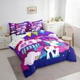 thumbnail image 3 of Erosebridal Chic Unicorn Bedding Twin Size,Magical Animal Comforter Sets with Sheets,Purple Sky Starry Bedding Sets Twin Size,Breathable Room Decoration Reversible,7pcs, 3 of 7