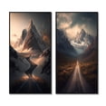 thumbnail image 2 of Designart "Endless Roads Through Misty Snowy Mountains II" Meadow Framed Wall Art Set Of 2 - Traditional Brown Framed Wall Art Set Of 2, 2 of 6