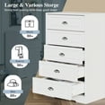 thumbnail image 6 of Walsunny 5 Drawer White Vertical Dresser Modern Storage Cabinet with Handle-Drawer Chest Wood Organizer for Living Room, 6 of 8