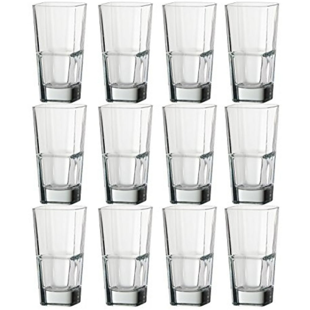 Set of 12 Palladio 14 oz Square Stacking Glass Tumblers Heavy and