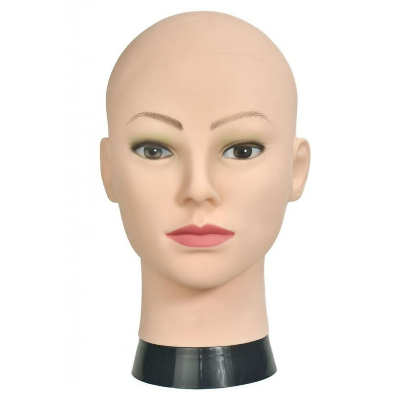 Bald Mannequin Head with Women's Face, Head Display Stand Model Doll Head