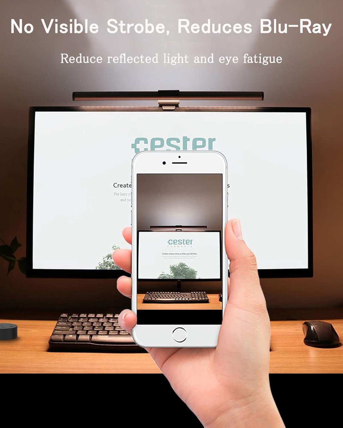 ISEEBIZ Monitor Light Bar with Remote Control, Screen Mount Desk Lamp with Adjustable Brightness & Color Temperature, USB Type-C LED Monitor Lamp for Home Office & Computer Desk