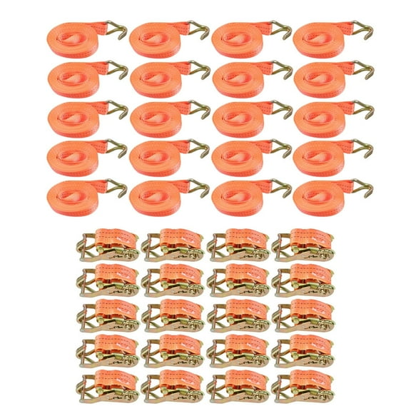 munirater 20 Pcs Ratchet Straps 1.5 In x 20 Ft With J Hooks 4000-lbs Heavy Duty Tie Downs