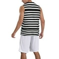 thumbnail image 5 of Easygdp Black And White Stripes Men's Mesh Basketball Jersey Quick Drying Sleeveless Shirts Fitted Muscle Tank Tops Sport Round Neck T-Shirt - Small, 5 of 9
