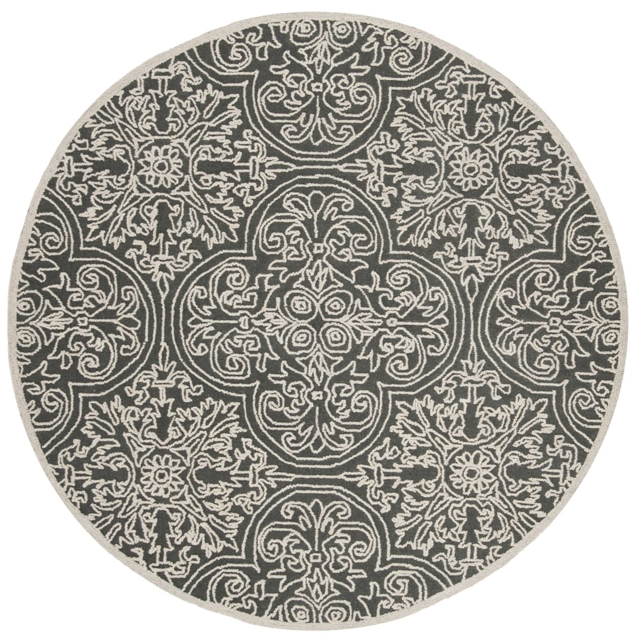 SAFAVIEH Trace Burton Geometric Wool Area Rug, Dark Grey/Light Grey, 4' x 6'