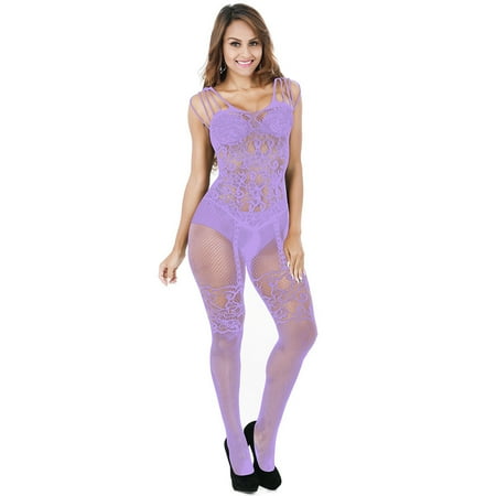 Generic Sexy Lingerie Women s Sexy Black Camisole Hollowed-out and Crotchless Mesh Bodysuit See-through Stockings Jacquard Mesh Clothing Mesh Stockings
