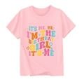 thumbnail image 2 of Frwgonr Girls Youth T-shirts Short Sleeves Blouse Crewneck Birthday Graphic Summer Kids Tee Tops 2-15 Years, Pink, 2 of 5