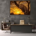 thumbnail image 5 of Mudket Framed Leopard on Tree in Golden Sunset Canvas Wall Art, Jungle Leopard Print Wall Decor, Trendy Animal Wall Art Ready to Hang - 12"L x 8"W, 5 of 10