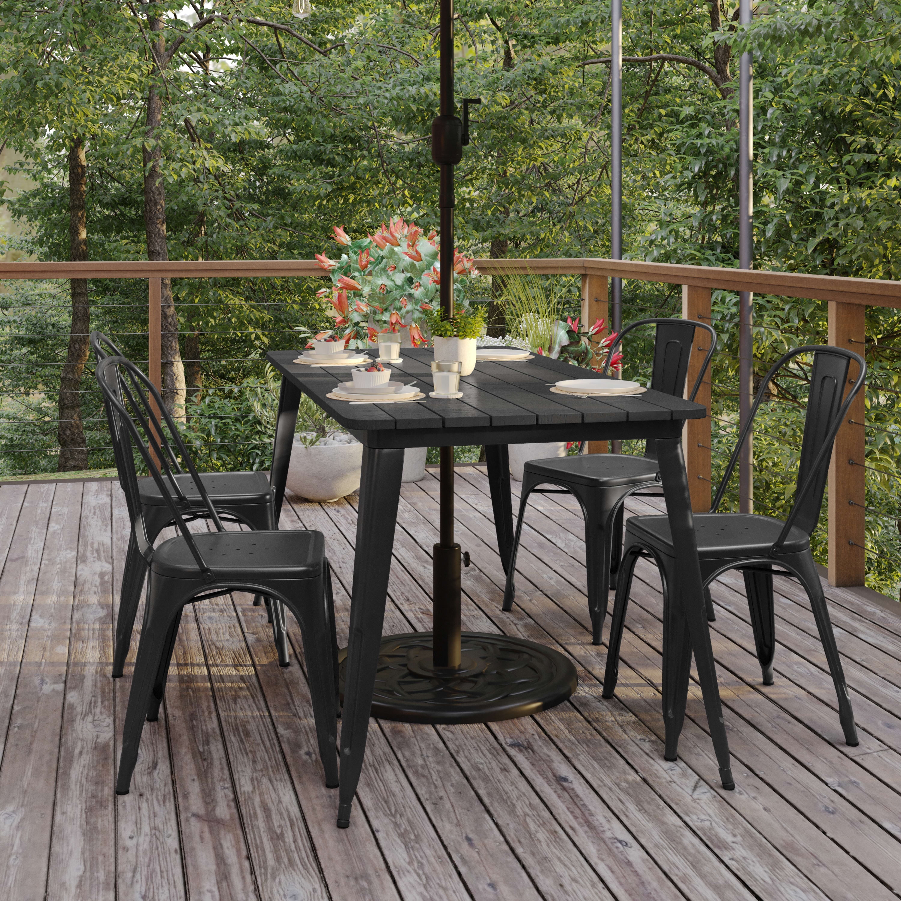Black metal garden table hot sale