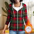 thumbnail image 2 of CaComMARK PI Women's Fleece Lined Zip Up Hoodie Long Sleeve Jacket Lightweight Plaid Print Tops with Pockets Red-A, 2 of 7