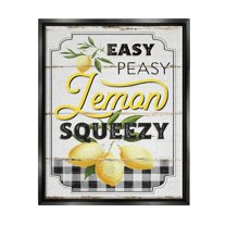 Stupell Industries Vintage Rustic Easy Peasy Lemon Squeezy Quote Jet Black Framed Floating Canvas Wall Art, 16x20, by Jennifer Pugh