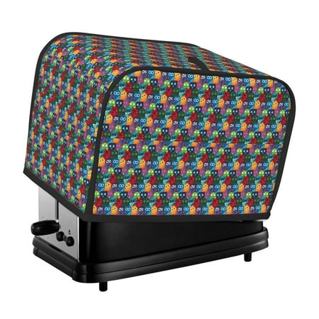 

KLL Funny Owls Print 2 Slice Toaster Dust Covers Kitchen Small Appliance Cover with 2 Pockets Can hold Jam Spreader Knife & Toaster Tongs (11.4 x 7.9 x 7.5)
